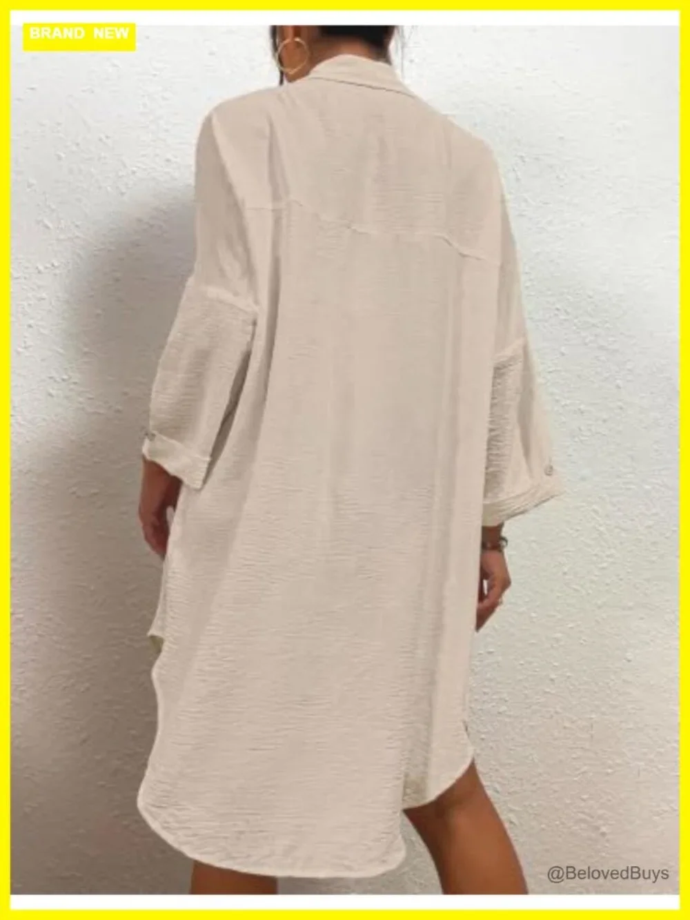 Womens Modern Swimsuit Cover Up Blouse Button Down Shirt Dressy Beach Tunic